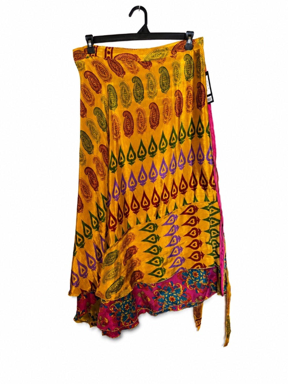 One-of-a-Kind Recycled Sari Wrap Skirt – Adjustable, Reversible, Size 14-32 NWT